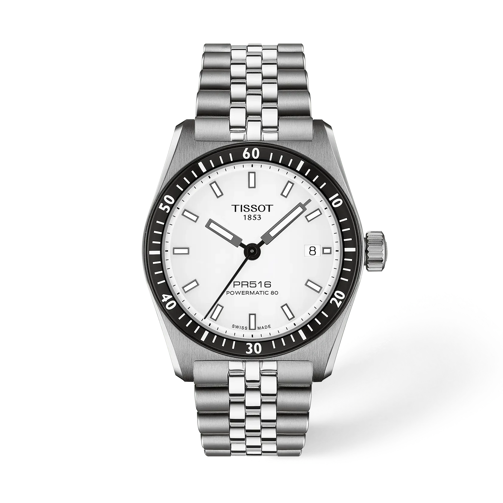 Tissot PR516 Powermatic 80 Automatic White Dial Stainless Steel Men's Watch - T149.407.11.031.00