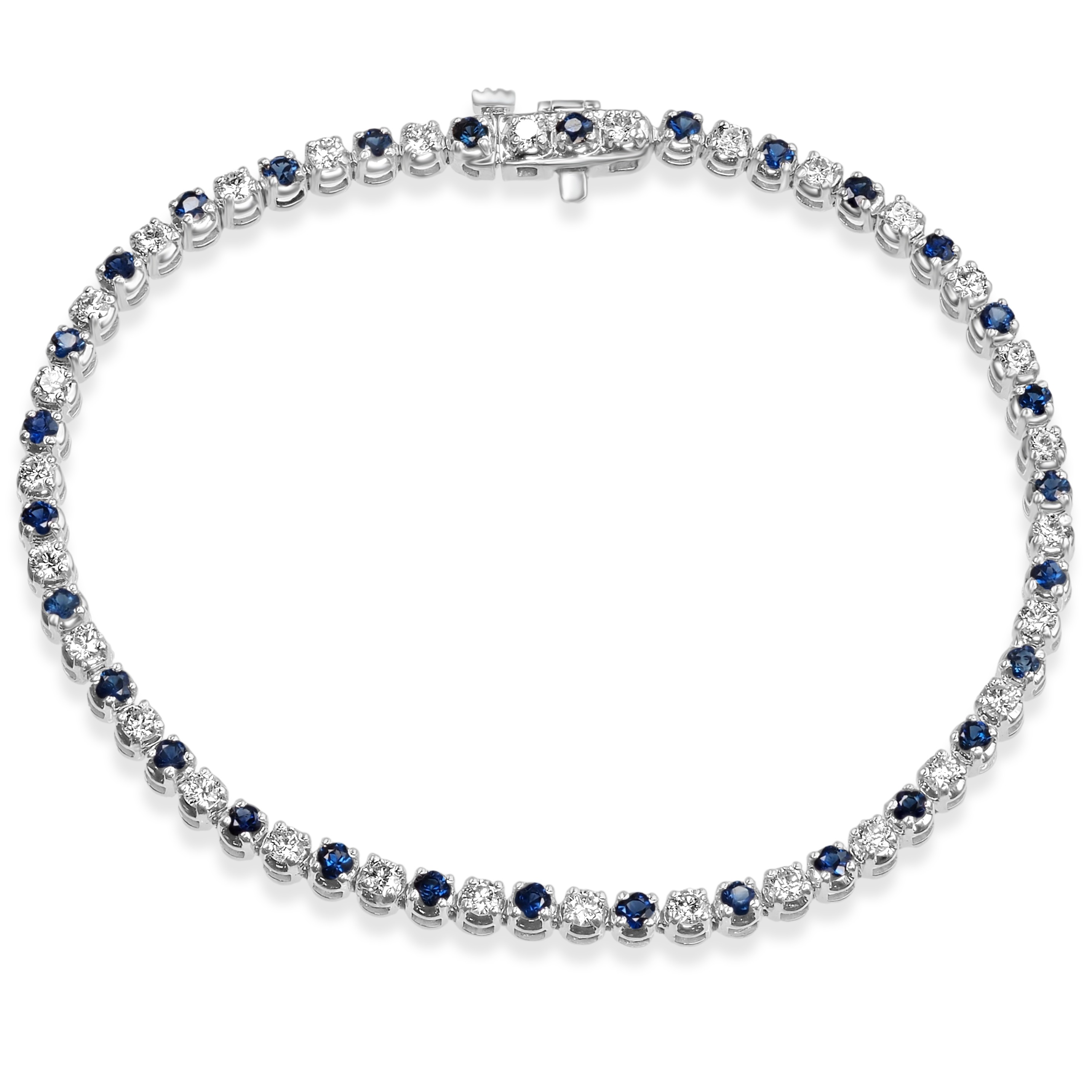 14KW SAPPHIRE & DIAMOND TENNIS BRACELET 30S=1.75CT, 30D=1.40CT