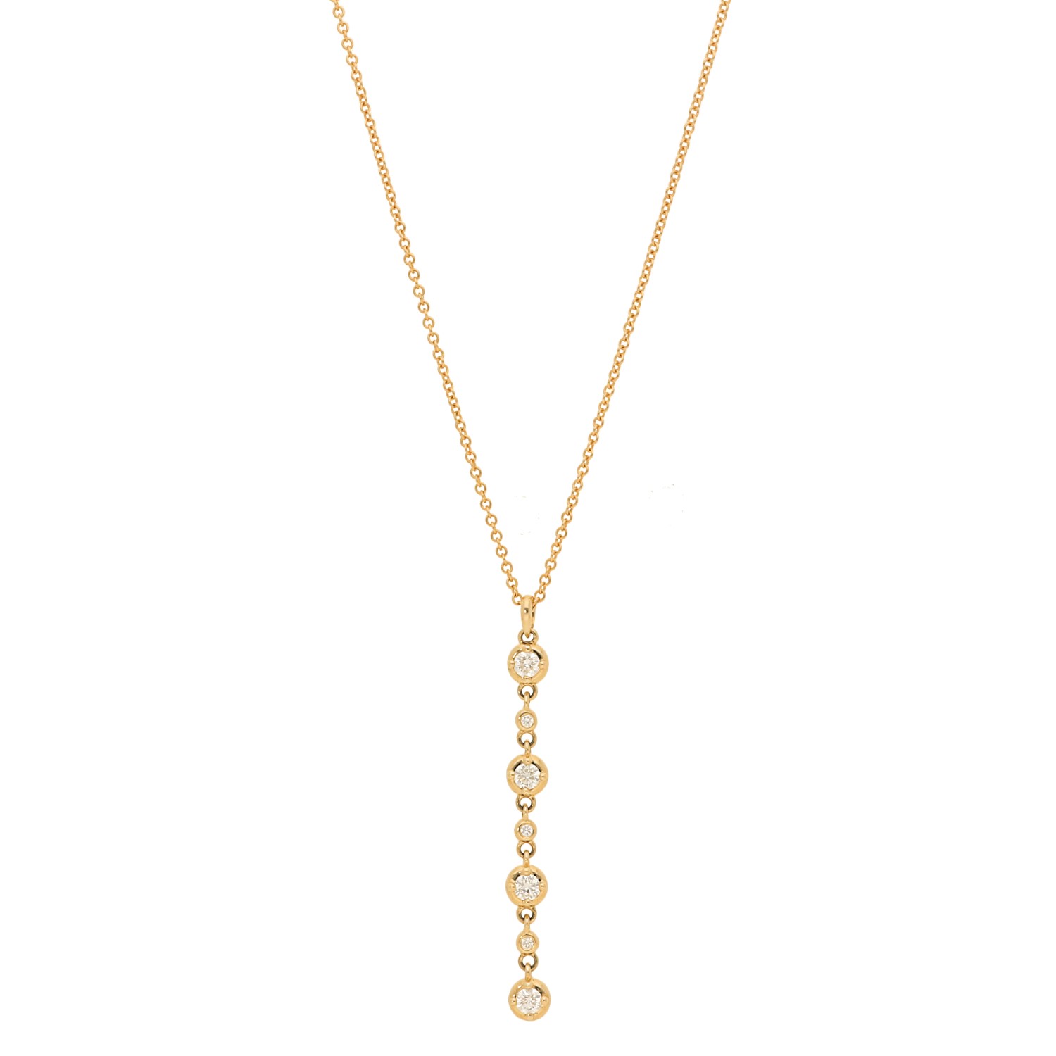 14KY GOLD DIAMONDS BY THE YARD PENDANT 7D=.26CT 16"