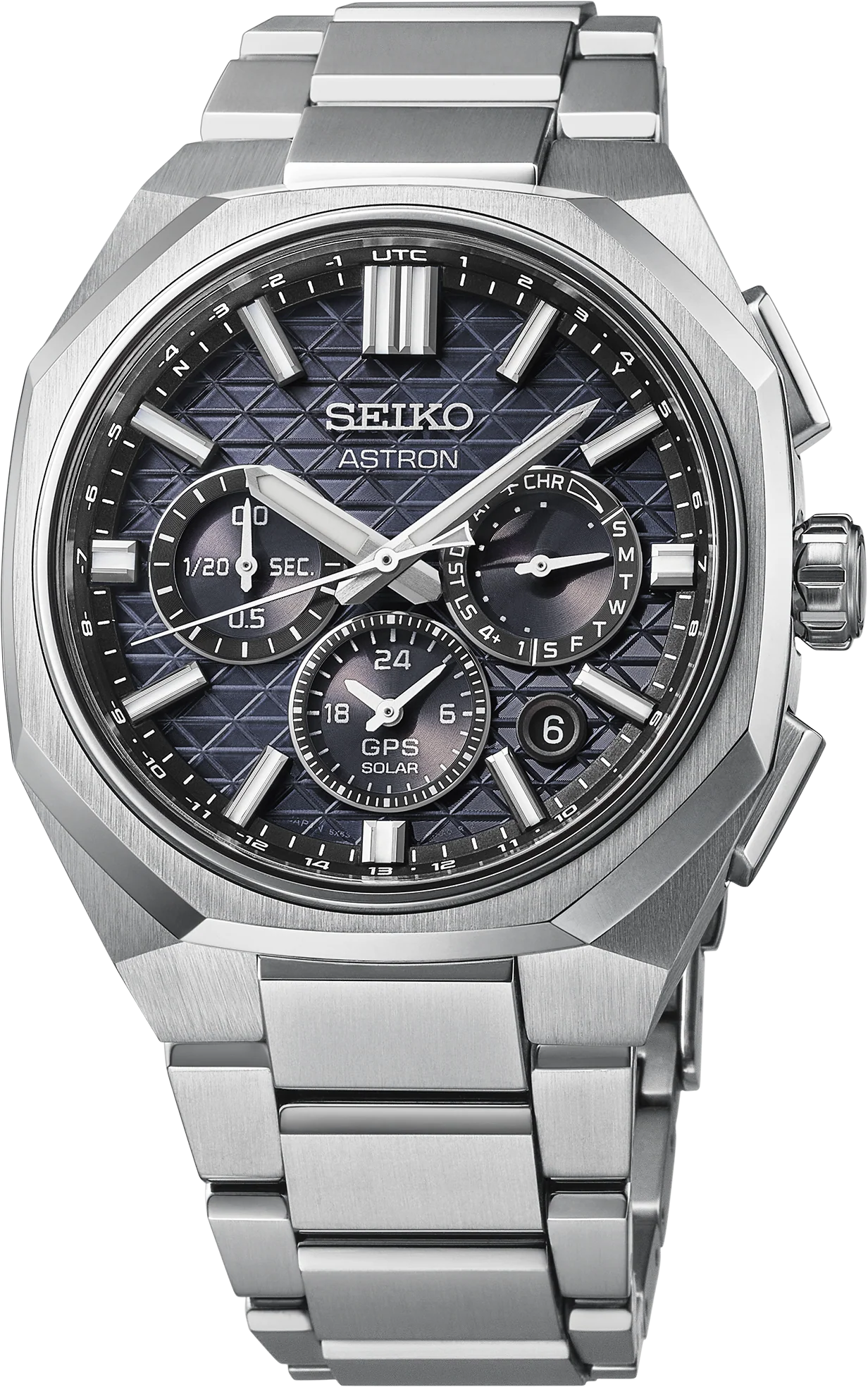 Seiko Luxe Astron GPS Solar Dual-Time Chronograph Black Dial Titanium Case & Bracelet 43.4 mm Solar Watch - HAB002