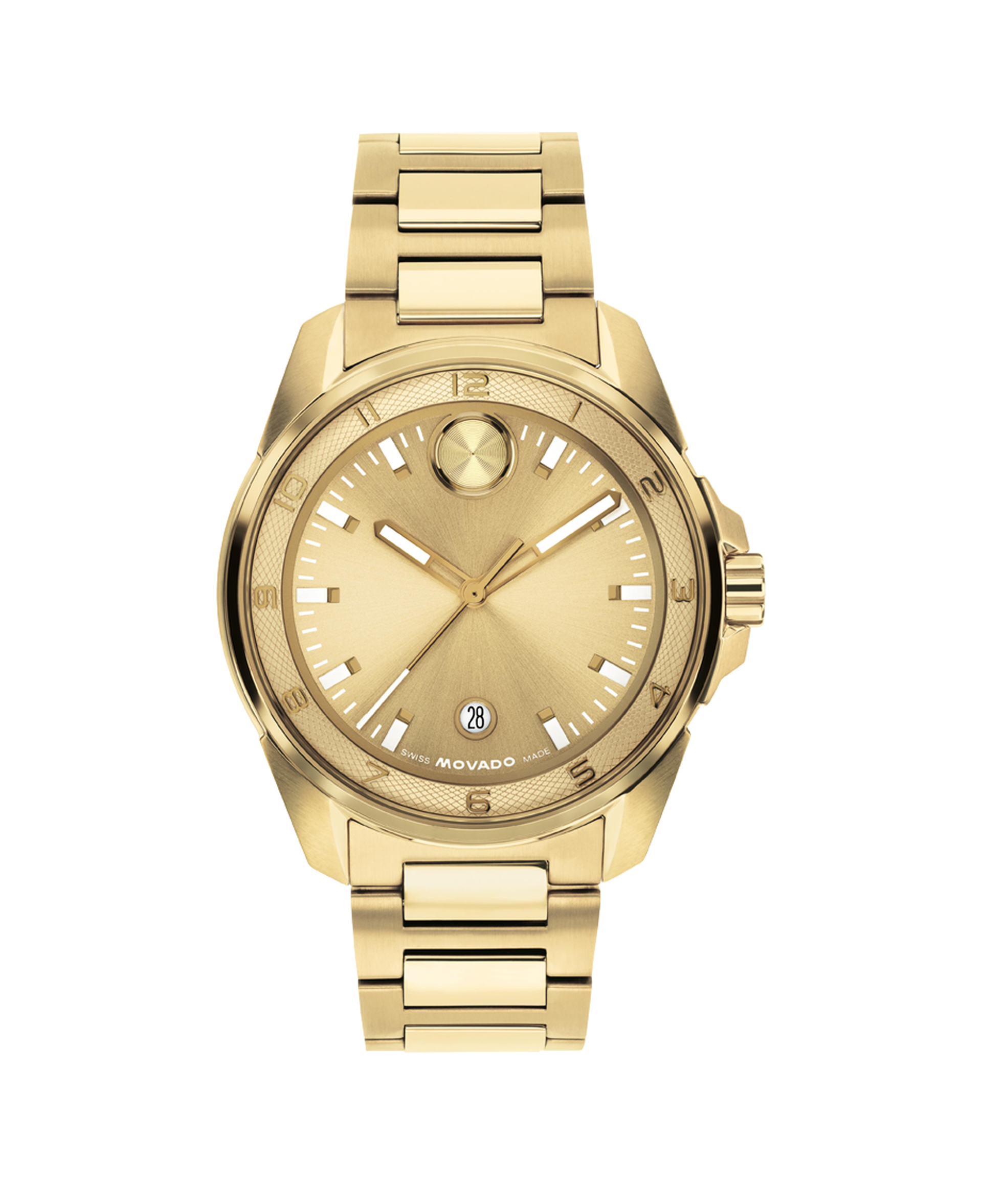 Movado BOLD Verso S Golden Dial Gold-Plated Stainless Steel Case & Bracelet 42 mm Quartz Watch - 3601392