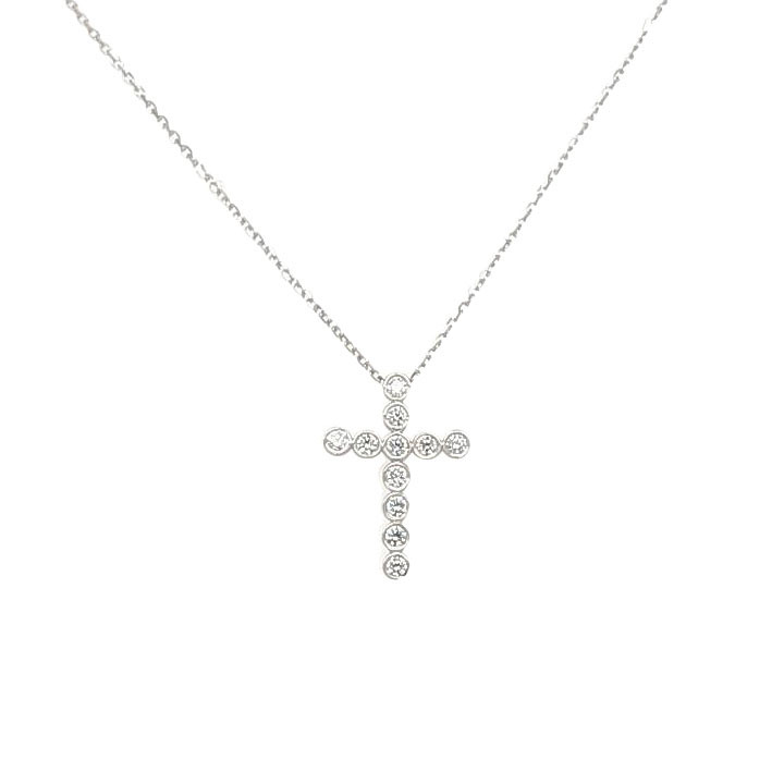 14KW GOLD DIAMOND CROSS & CHAIN 11D=.22CT 