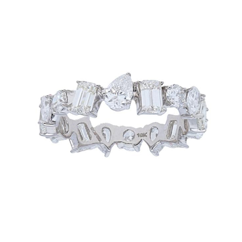 18KW GOLD MULTI SHAPE DIAMOND ETERNITY BAND 16D=3.21CT