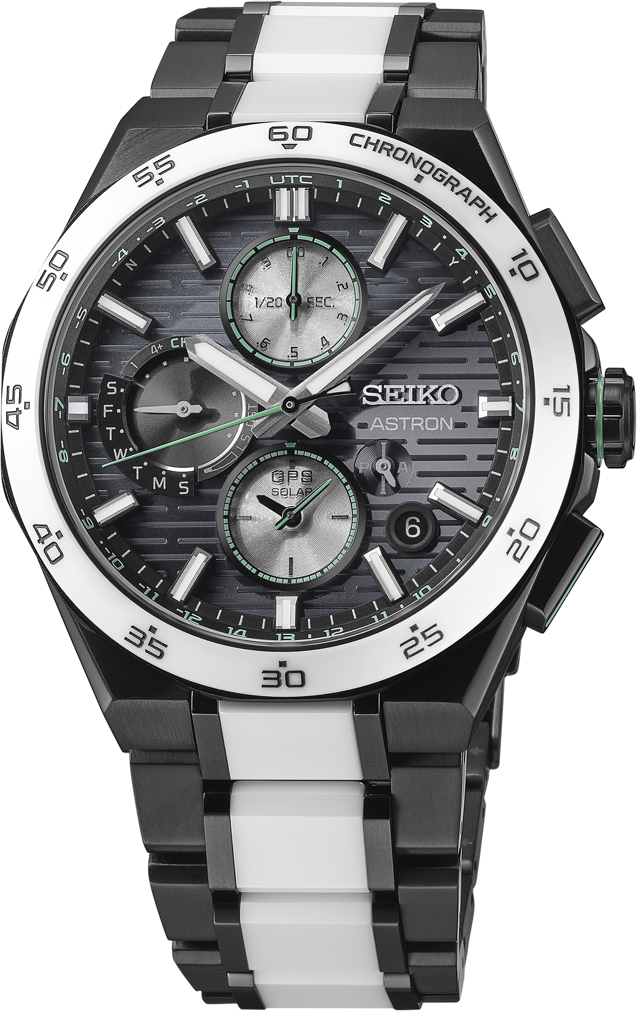 Seiko Astron GPS Solar Dual-Time Chronograph Limited Edition Black & White Ceramic/Titanium Men’s Watch - SSH185
