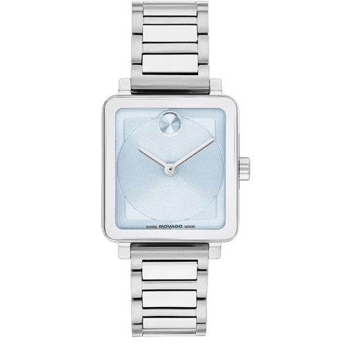 MOVADO BOLD SS SQUARE LIGHT BLUE DIAL BRACELET WATCH
