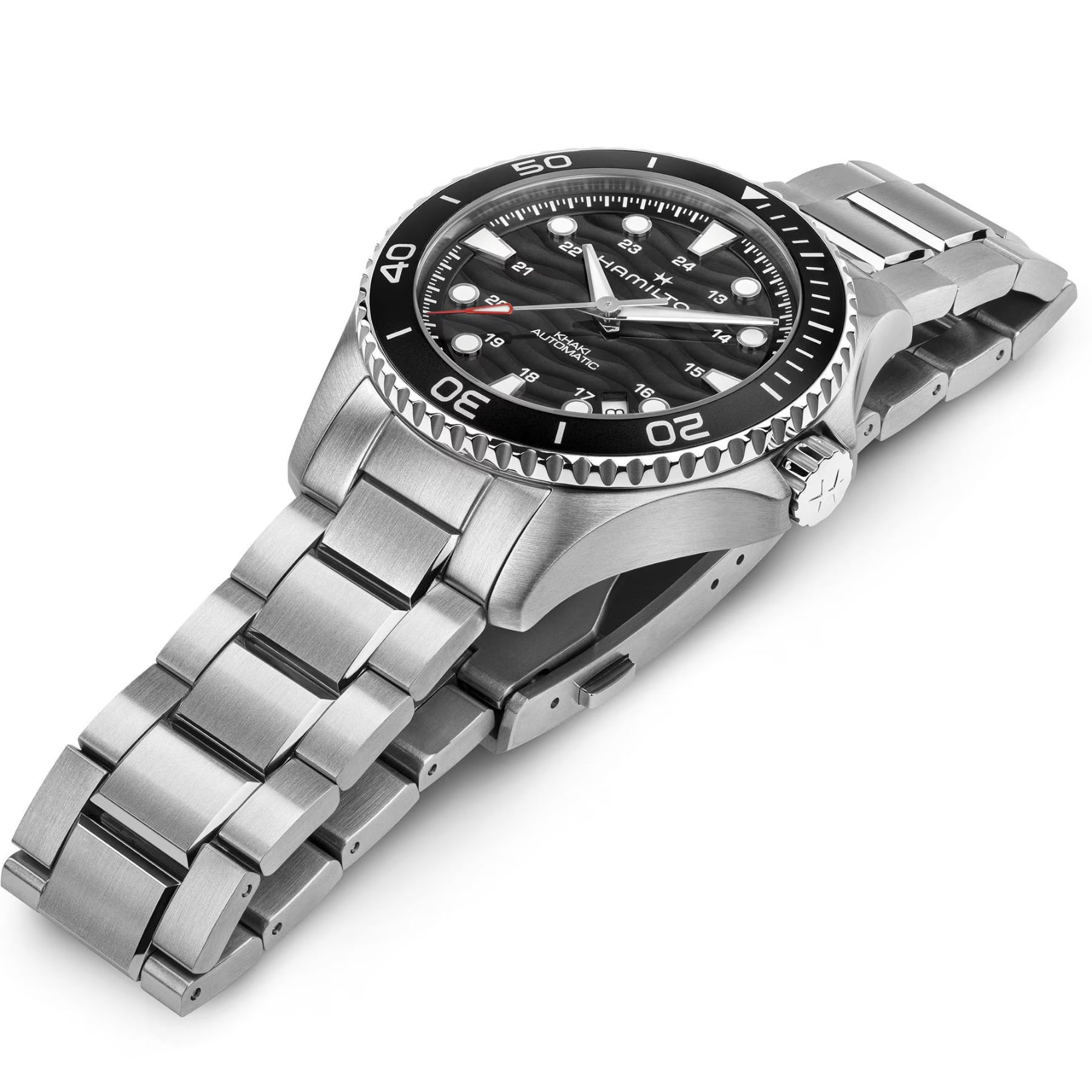 Hamilton Khaki Navy Scuba Black Wave Dial Steel Automatic Men’s Watch - H82415130