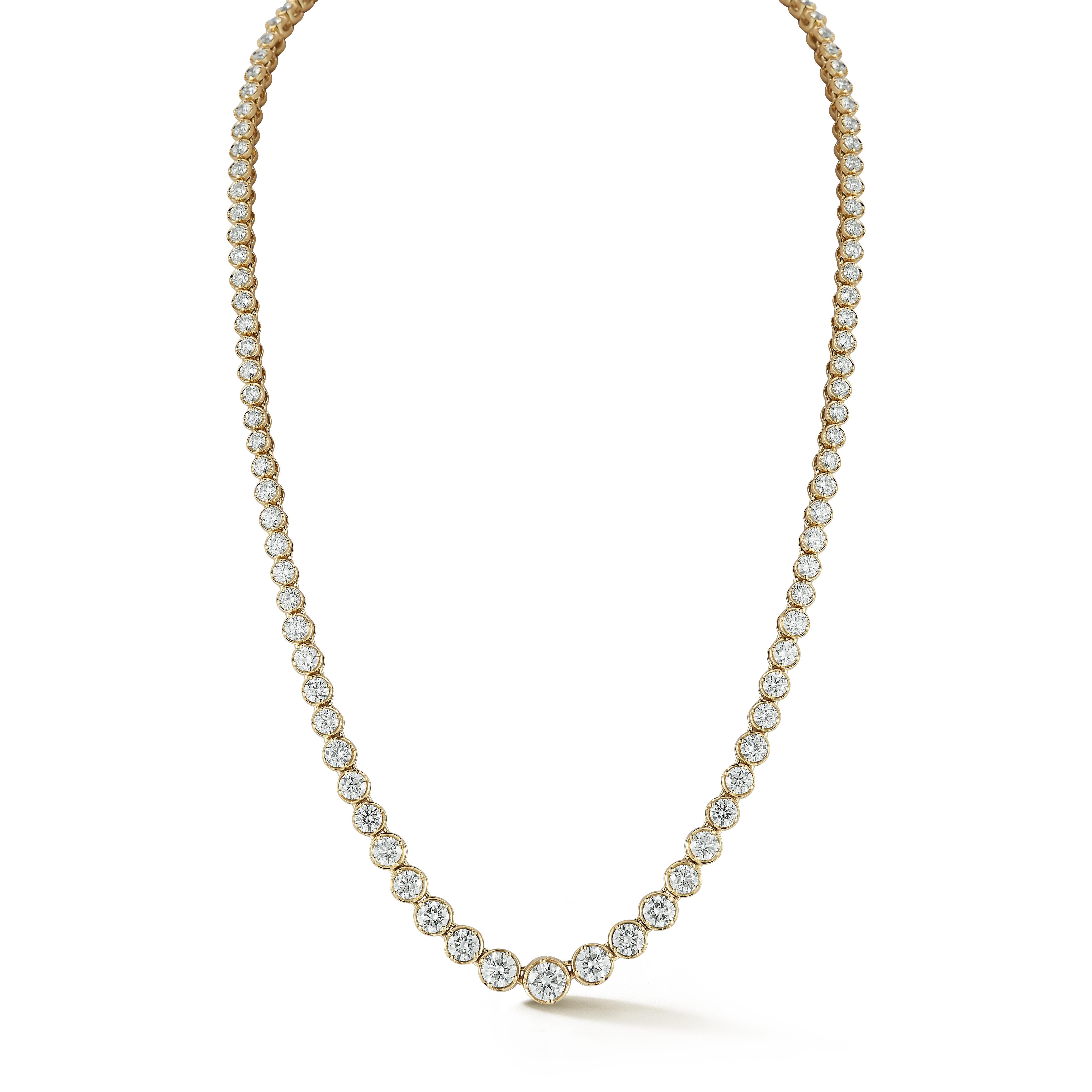 14KY GOLD GRADUATED DIAMOND TENNIS NECKLACE PRONG/BEZEL SET 8.98CT