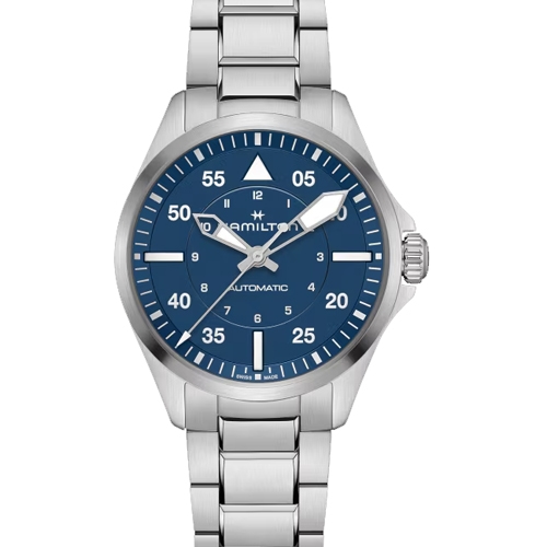 HAMILTON KHAKI PILOT 39MM BLUE DIAL SS BRACELET WATCH