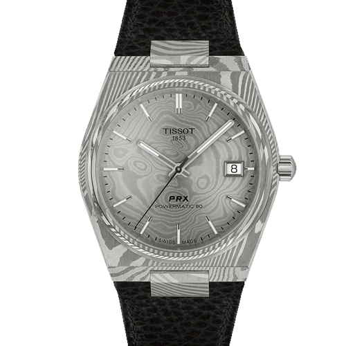 TISSOT PRX 38MM DAMASCUS STEEL RUBBER STRAP