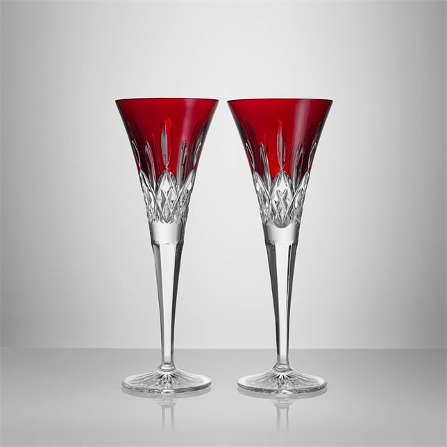 LISMORE RED TOASTING FLUTE 5.5oz SET/2