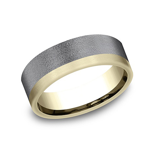 TANTALUM/14KYG 2.5MM YG EDGE WIRED BLACK FINISH WEDDING BAND