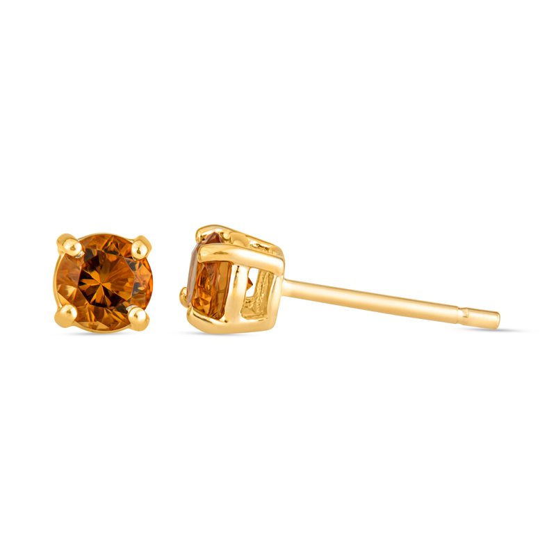 14KYG 4MM ROUND CITRINE STUD EARRINGS