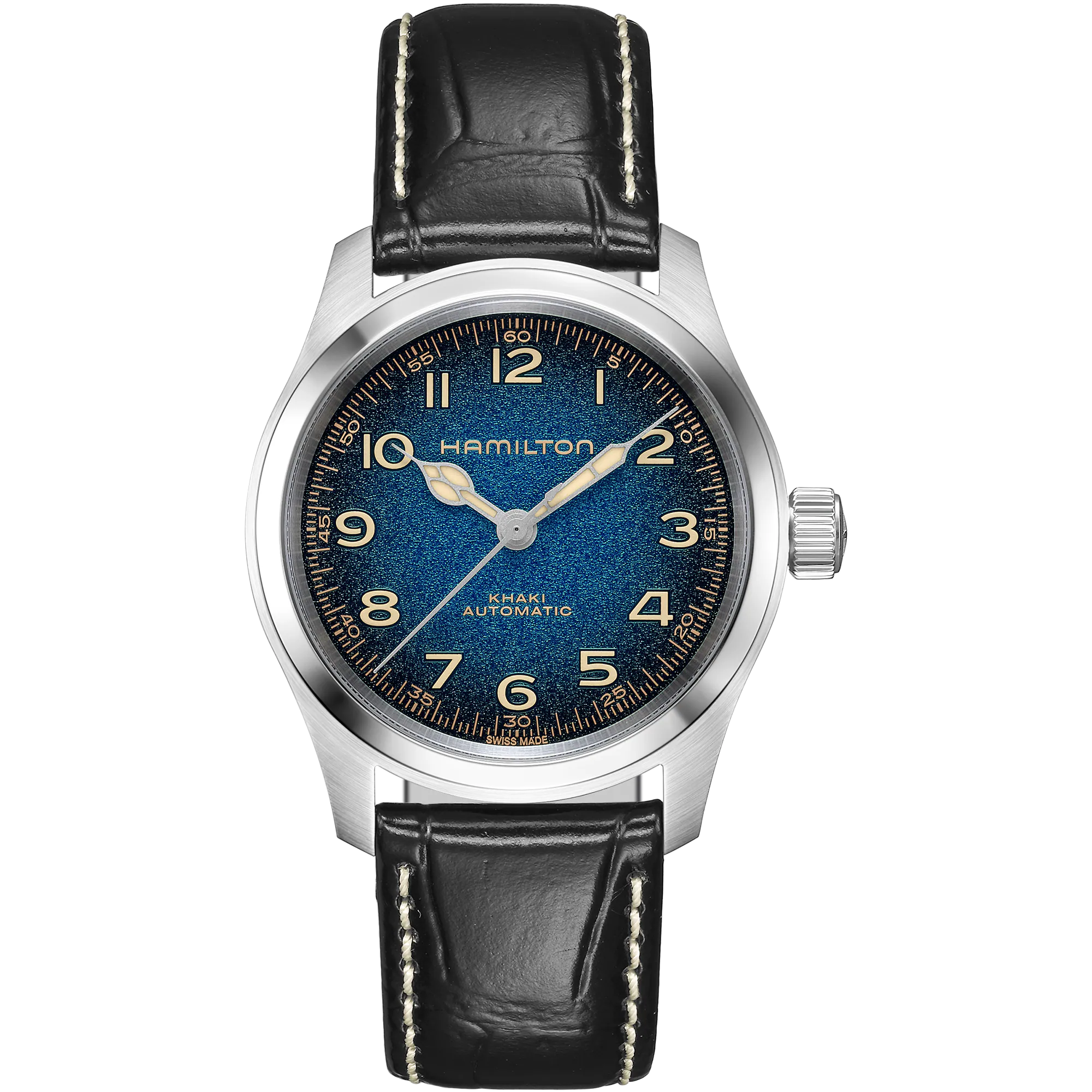 Hamilton Khaki Field Murph "Blue-to-Black" Gradient Dial Stainless Steel Case Black Leather Strap 38mm Automatic Watch - H70405740