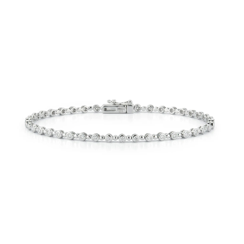 14KW GOLD BEZEL SET DIAMOND TENNIS BRACELET 41D=.62CT