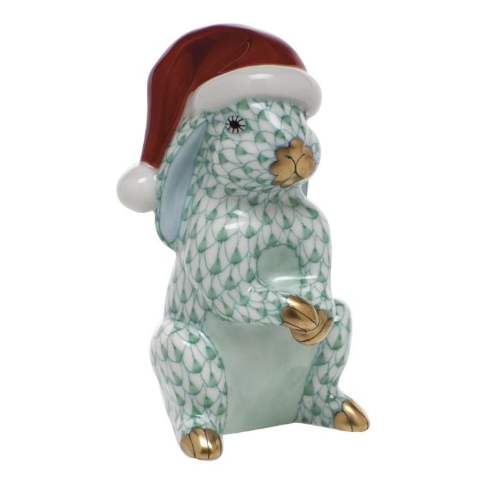 GREEN SANTA BUNNY  3.25"H
