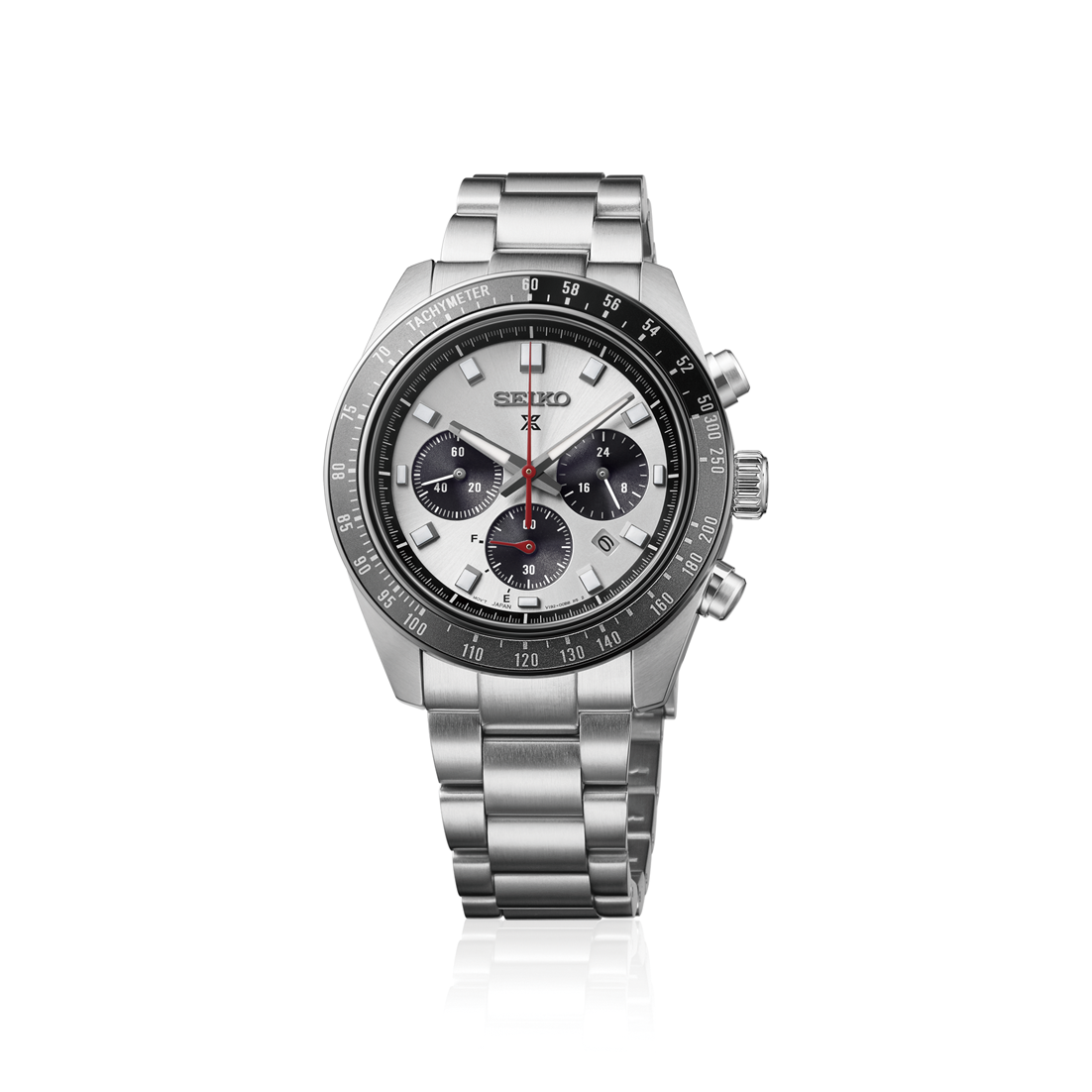 Seiko Prospex Speedtimer Chronograph Silver Dial Black & Grey Bezel Stainless Steel Case & Bracelet 41.4 mm Solar Watch - HBJ001