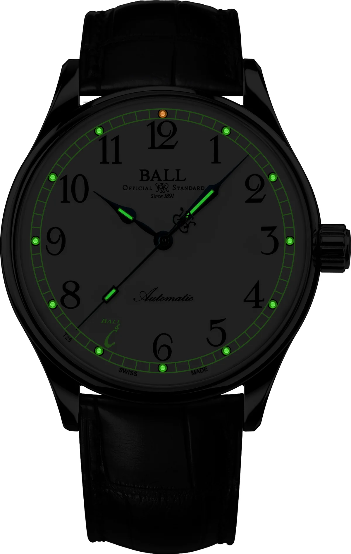 Ball Trainmaster Standard Time Automatic White Dial Leather Strap Men’s Watch - NM3888D-LL9J-WH