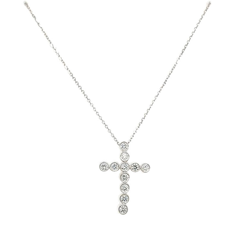 14KW GOLD DIAMOND CROSS & CHAIN 11D=.49CT 