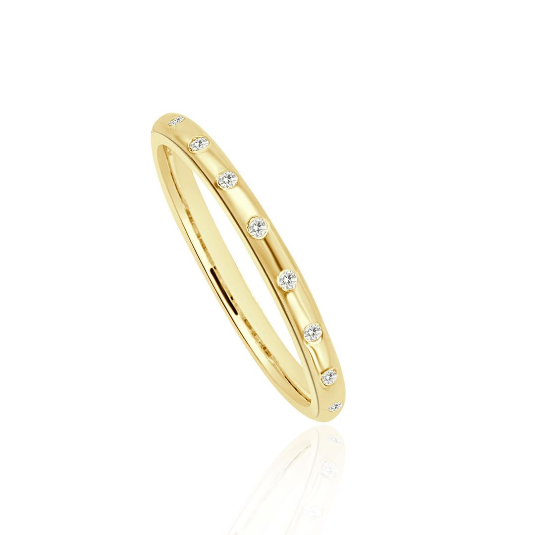 14KY DIAMOND BURNISH SET WEDDING BAND 11 D=.06CT