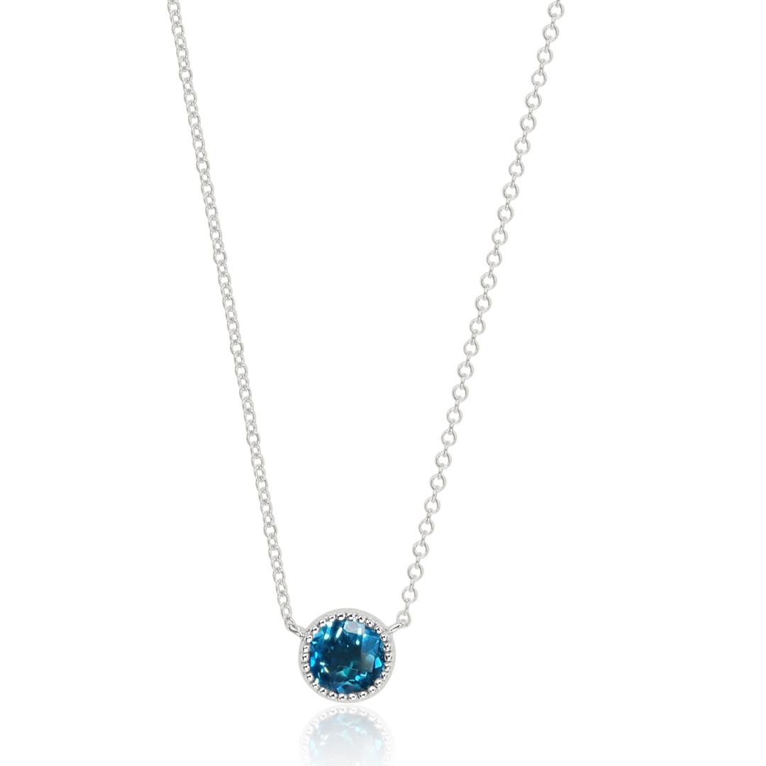 14KW BEZEL SET BLUE TOPAZ NECKLACE 1.07CT