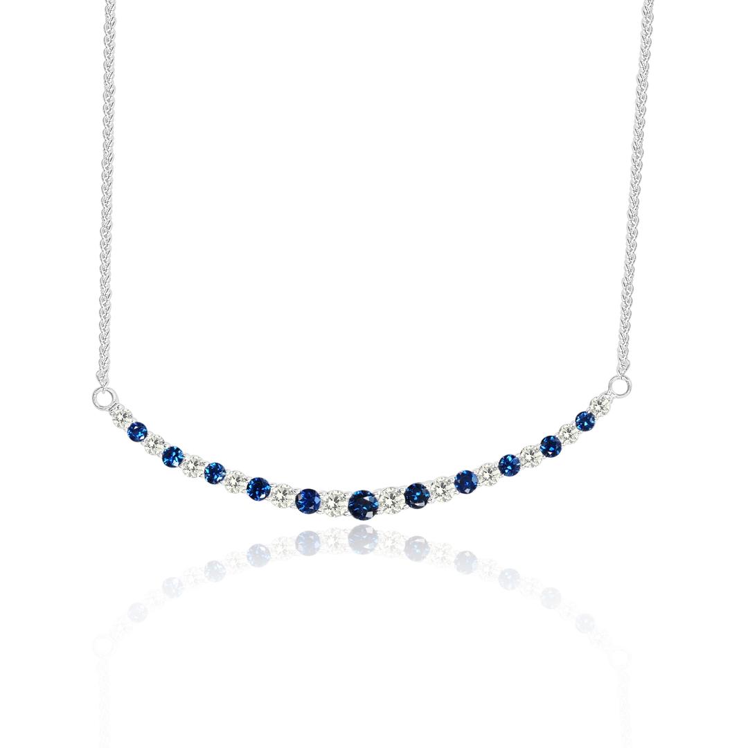 14KW SAPPHIRE & DIAMOND NECKLACE 12D=.53CT 11S=.68CT