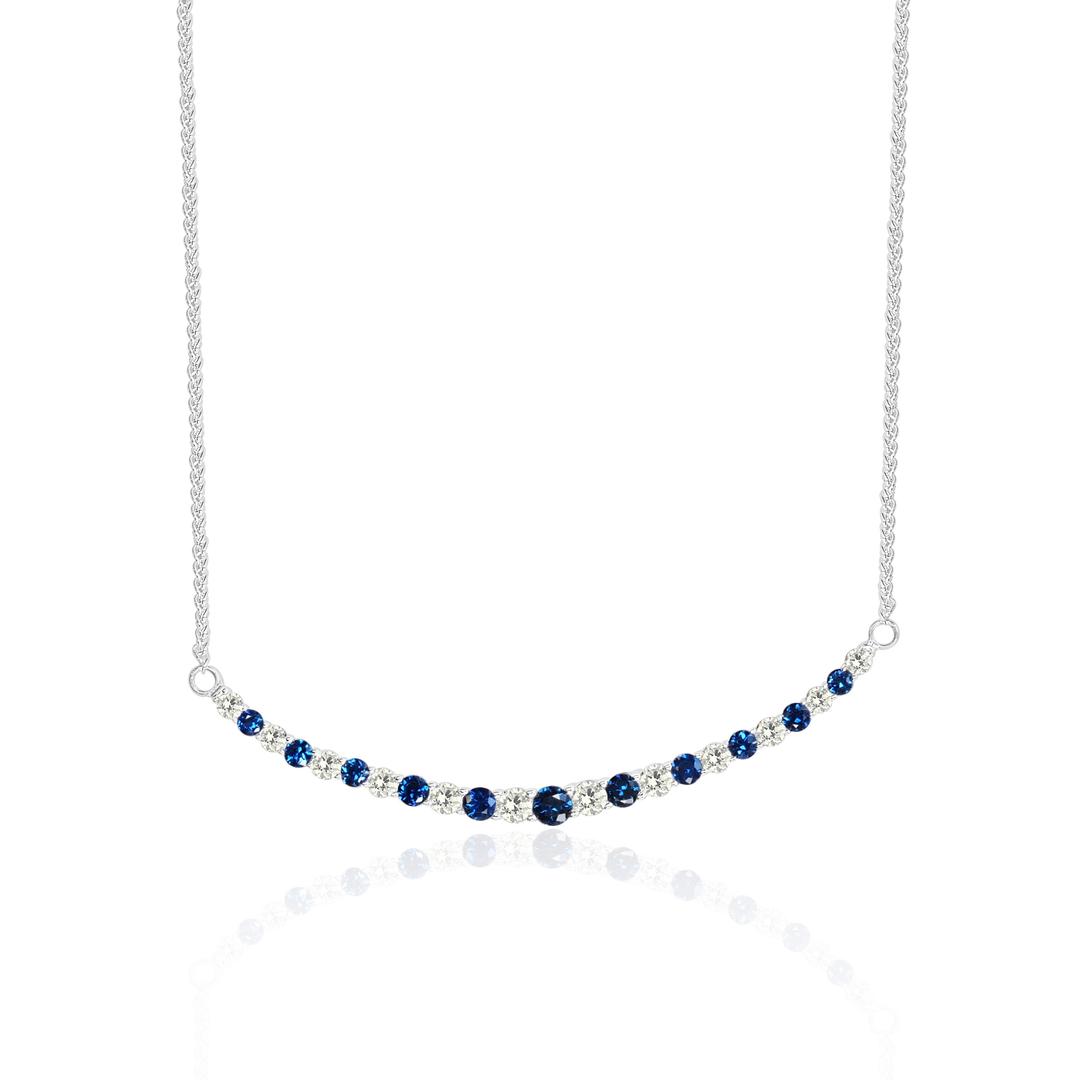 14KW SAPPHIRE & DIAMOND NECKLACE 12D=.53CT 11S=.68CT