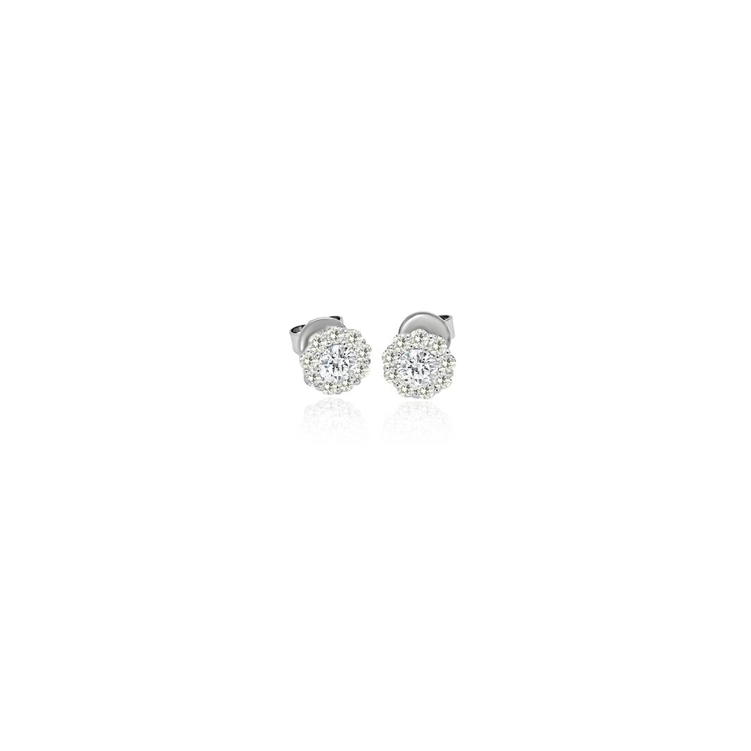 14KW DIAMOND CLUSTER EARRINGS 1.23CT