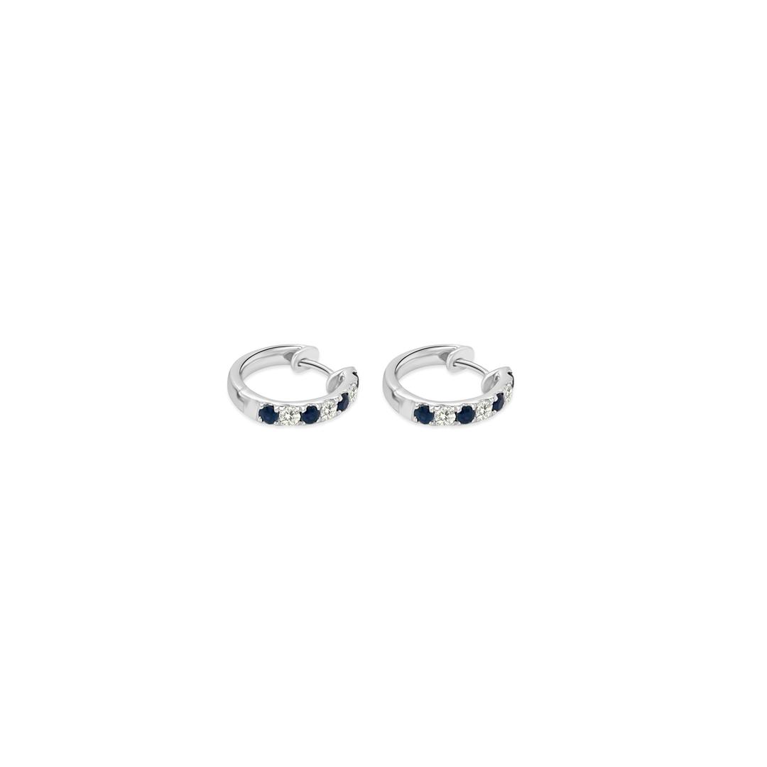 14KW SAPPHIRE & DAIMOND HUGGY HOOP EARRINGS S=.46 D=.25CT