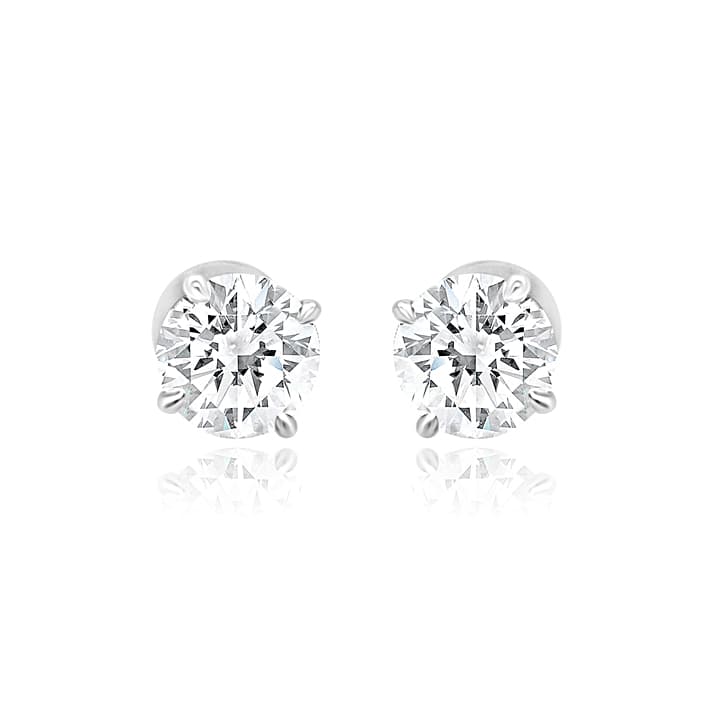 14KW 4 PRONG MARTINI DIAMOND STUDS 4.03CT