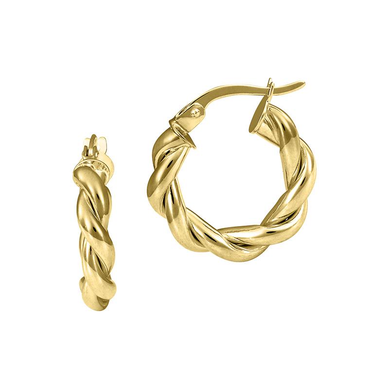 14KY GOLD DOUBLE TWIST HOOP EARRINGS 