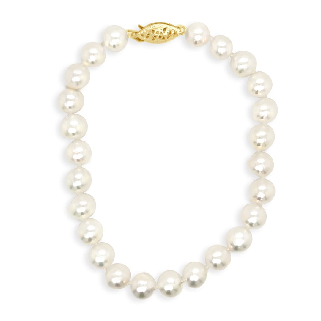 PEARL BRACELET 6X6.5MM, AA, 14KY GOLD CLASP