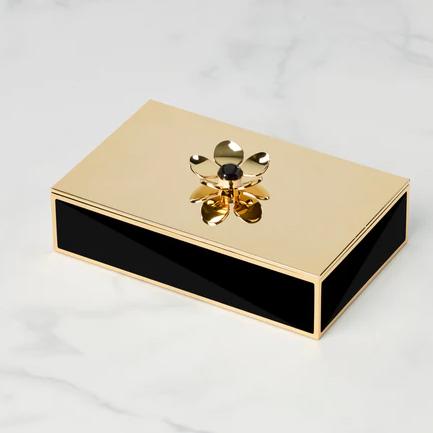 LARGE FLORAL BOX BLACK/GOLD