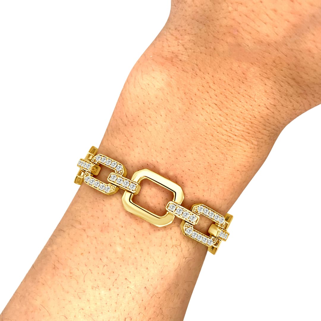 18KY GOLD DIAMOND AND GOLD LINK BRACELET 86D=2.73CT 7"