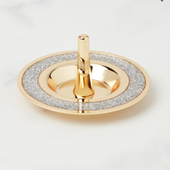 SILVER GLITTER RING HOLDER 