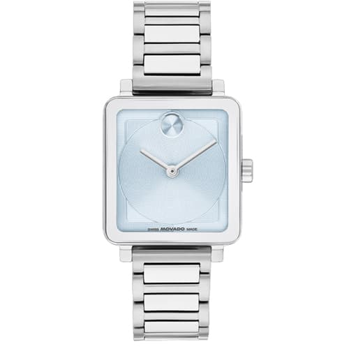 MOVADO BOLD SS SQUARE LIGHT BLUE DIAL BRACELET WATCH