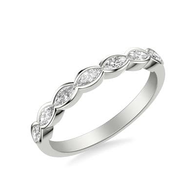 PLATINUM BEZEL SET MARQUISE DIAMOND BAND 7D=.42CT