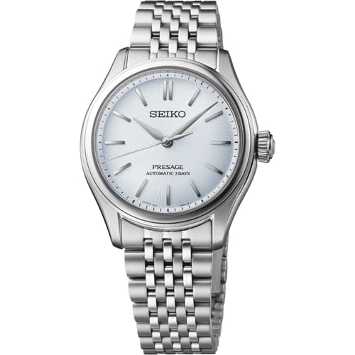 SEIKO PRESAGE LUXE CLASSIC MID SIZE SS AUTO LT BLUE DIAL BRACELET WATCH